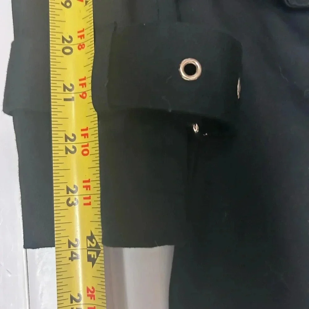 🖤”Guess” Women’s Black Mid Length Military Style Belted Jacket Size XS💛 - Picture 13 of 16